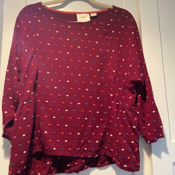 Maeve by Anthropologie Dottie Embroidered Top Red Size L NWOT - Picture 3 of 9